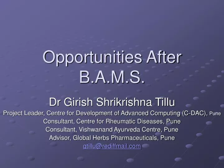 opportunities after b a m s