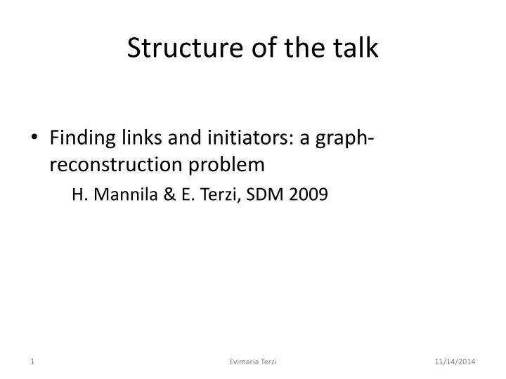 structure of the talk