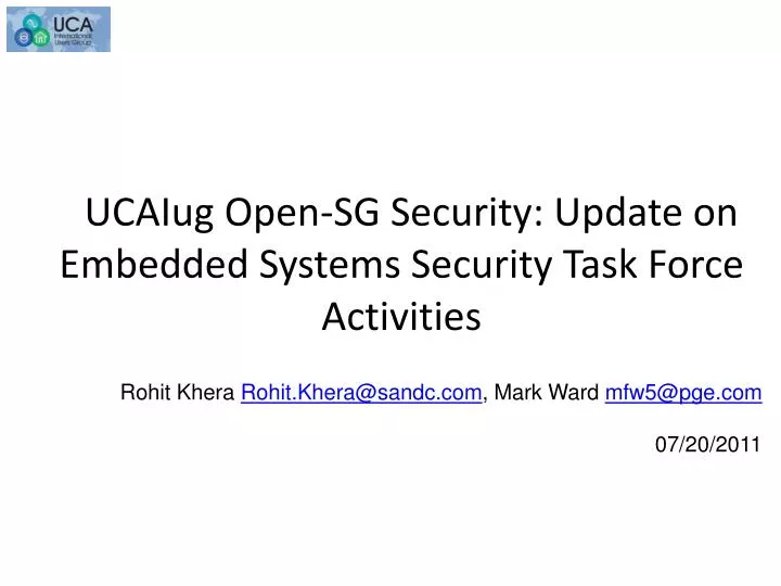 ucaiug open sg security update on embedded systems security task force activities