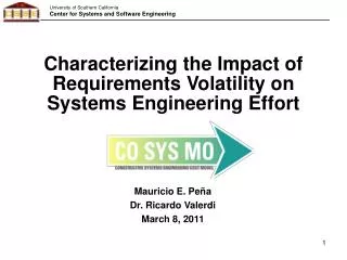 Characterizing the Impact of Requirements Volatility on Systems Engineering Effort