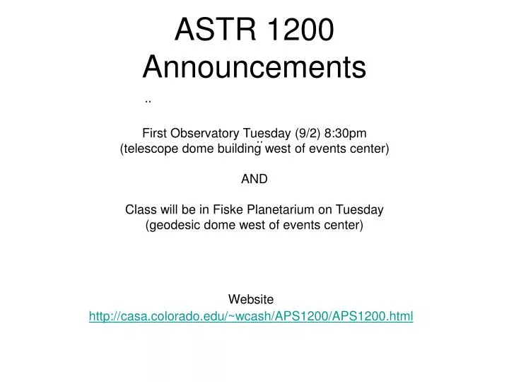 astr 1200 announcements