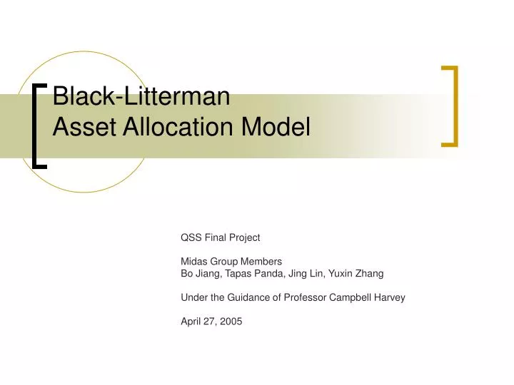 black litterman asset allocation model