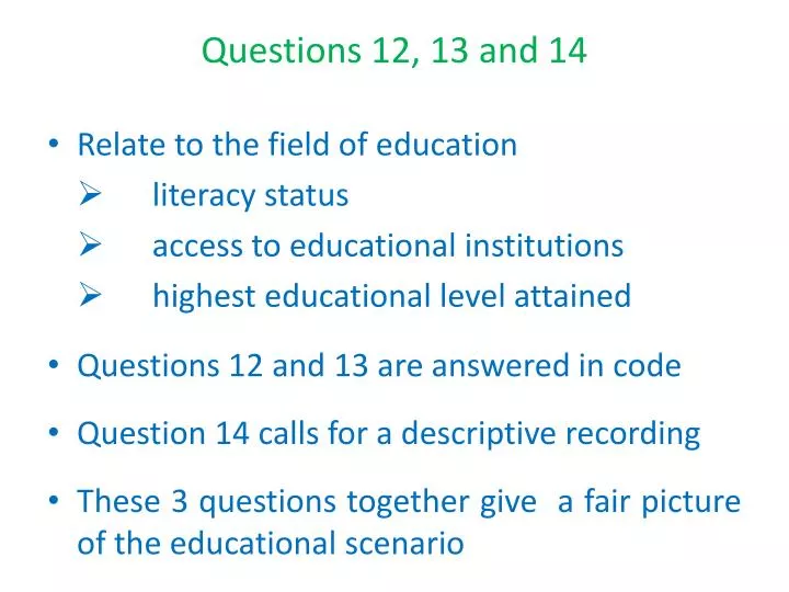 questions 12 13 and 14
