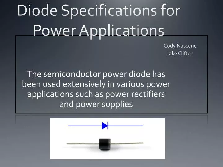 diode specifications for power applications