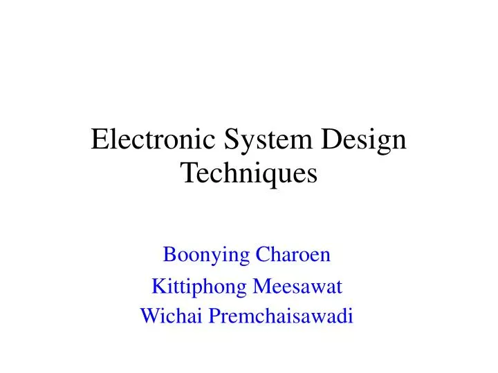 electronic system design techniques