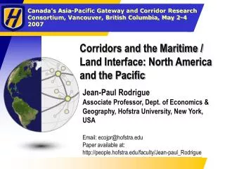 Corridors and the Maritime / Land Interface: North America and the Pacific