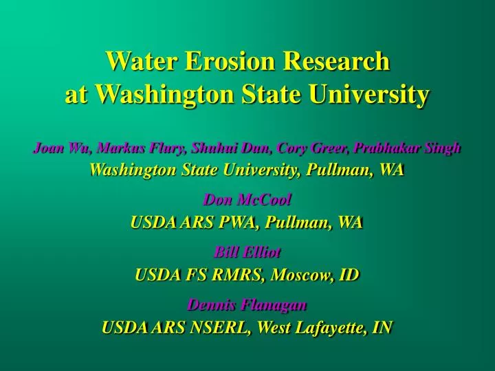 water erosion research at washington state university