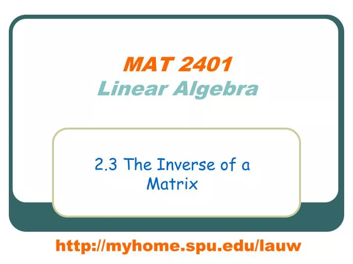 mat 2401 linear algebra