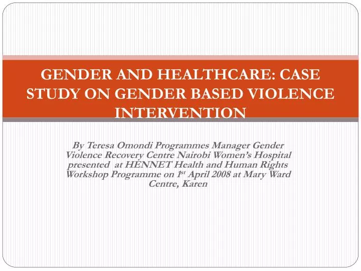 gender and healthcare case study on gender based violence intervention