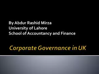 Corporate Governance in UK