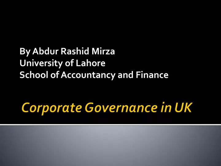 by abdur rashid mirza university of lahore school of accountancy and finance