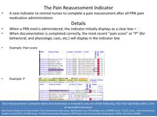The Pain Reassessment Indicator