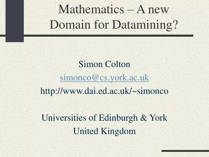 mathematics a new domain for datamining
