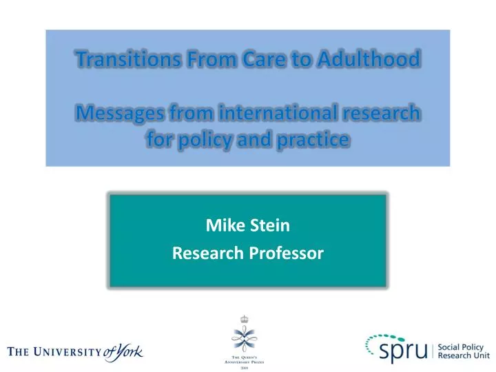 transitions from care to adulthood messages from international research for policy and practice