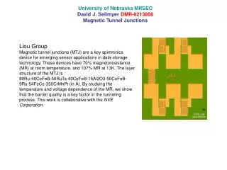 University of Nebraska MRSEC David J. Sellmyer DMR-0213808 Magnetic Tunnel Junctions