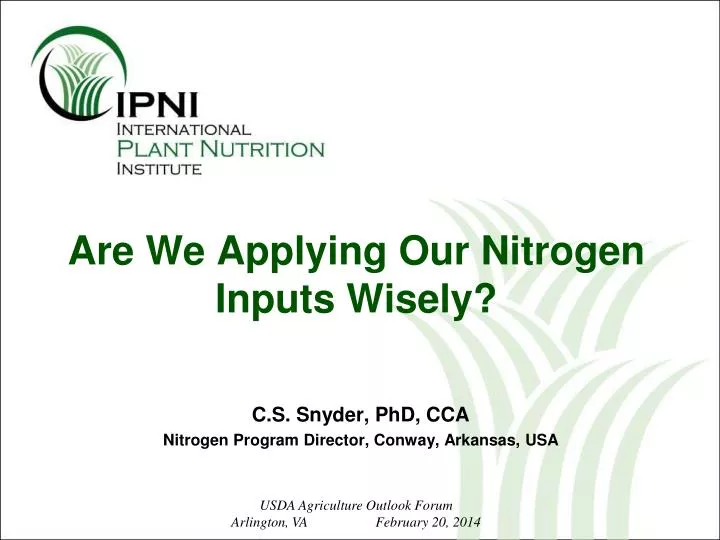 are we applying o ur nitrogen inputs wisely