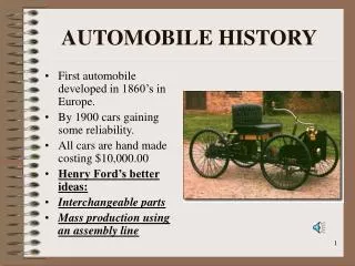 AUTOMOBILE HISTORY