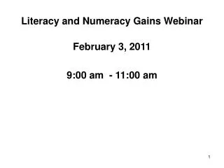 Literacy and Numeracy Gains Webinar