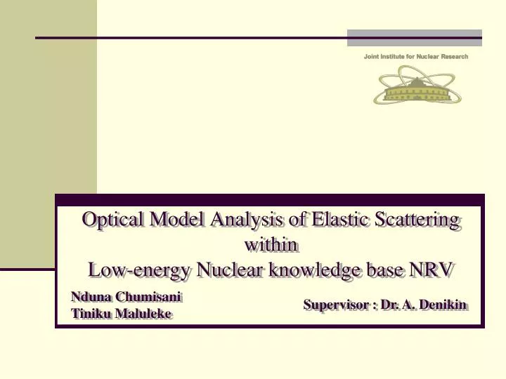 optical model analysis of elastic scattering within low energy nuclear knowledge base nrv