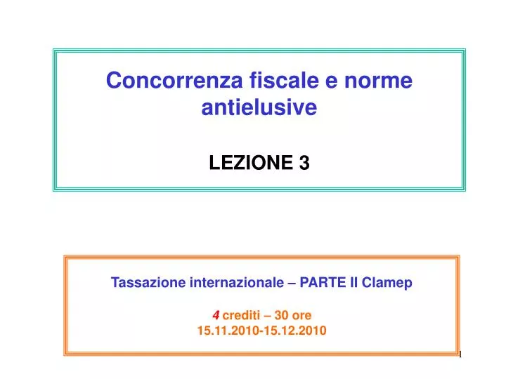 concorrenza fiscale e norme antielusive lezione 3