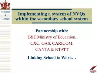 Implementing a system of NVQs within the secondary school system