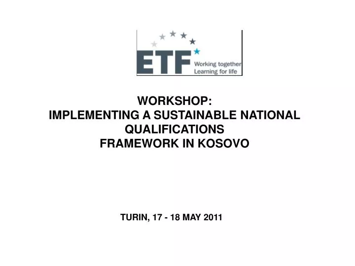 workshop implementing a sustainable national qualifications framework in kosovo