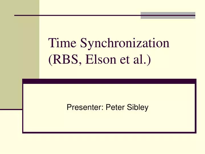 time synchronization rbs elson et al