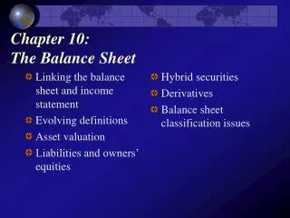 Chapter 10: The Balance Sheet