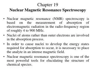 Chapter 19 Nuclear Magnetic Resonance Spectroscopy