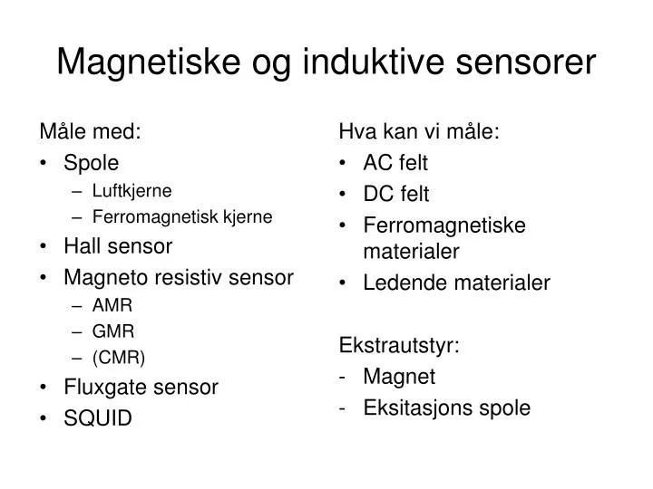 magnetiske og induktive sensorer