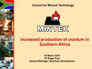 Increased production of uranium in Southern Africa