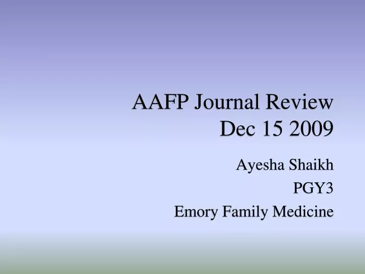 aafp journal review dec 15 2009