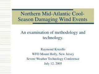 Northern Mid-Atlantic Cool-Season Damaging Wind Events