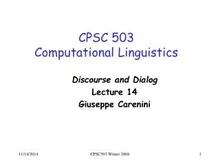 CPSC 503 Computational Linguistics