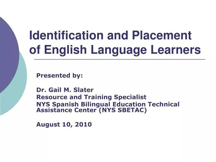 identification and placement of english language learners