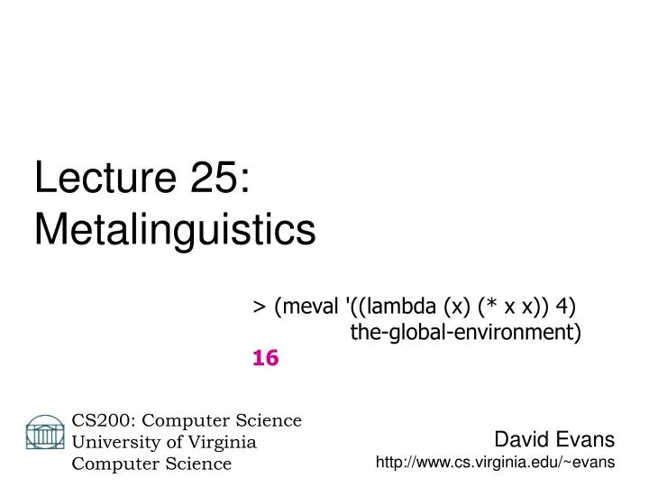 david evans http www cs virginia edu evans
