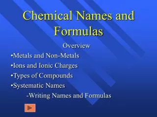 chemical names and formulas
