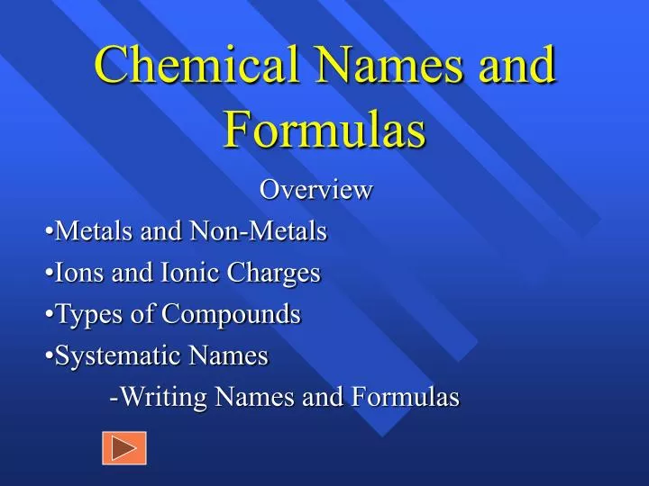 chemical names and formulas