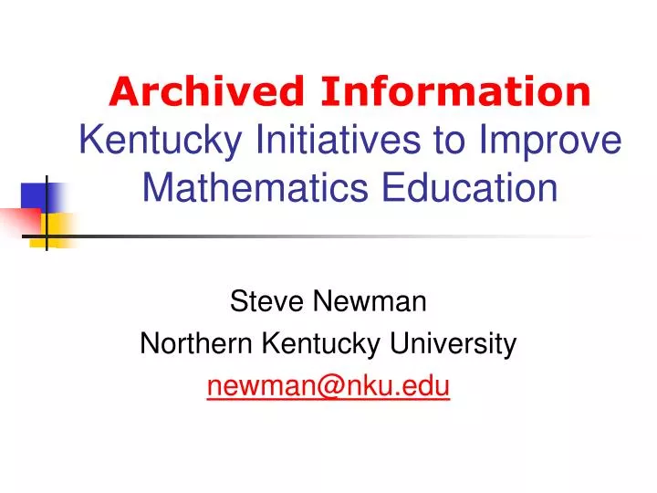 archived information kentucky initiatives to improve mathematics education