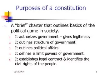 Purposes of a constitution