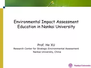 Environmental Impact Assessment Education in Nankai University