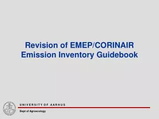 Revision of EMEP/CORINAIR Emission Inventory Guidebook