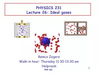 physics 231 lecture 26 ideal gases