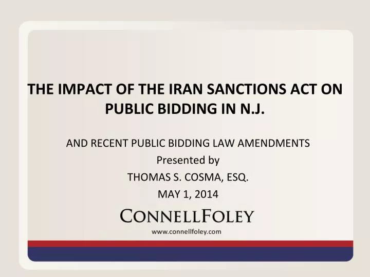 the impact of the iran sanctions act on public bidding in n j