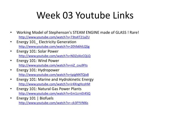 week 03 youtube links