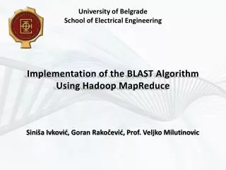 Implementation of the BLAST A lgorithm U sing Hadoop MapReduce