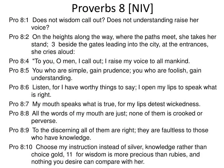 PPT - Proverbs 8 [NIV] PowerPoint Presentation, free download - ID:6624623