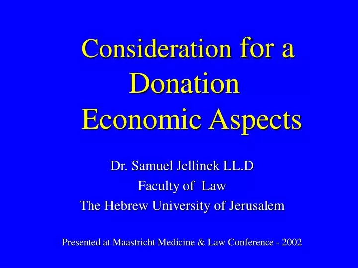 consideration for a donation economic aspects