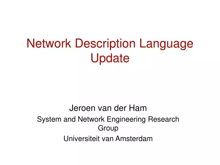 network description language update
