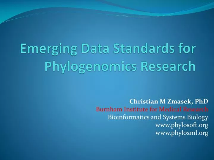 emerging data standards for phylogenomics research
